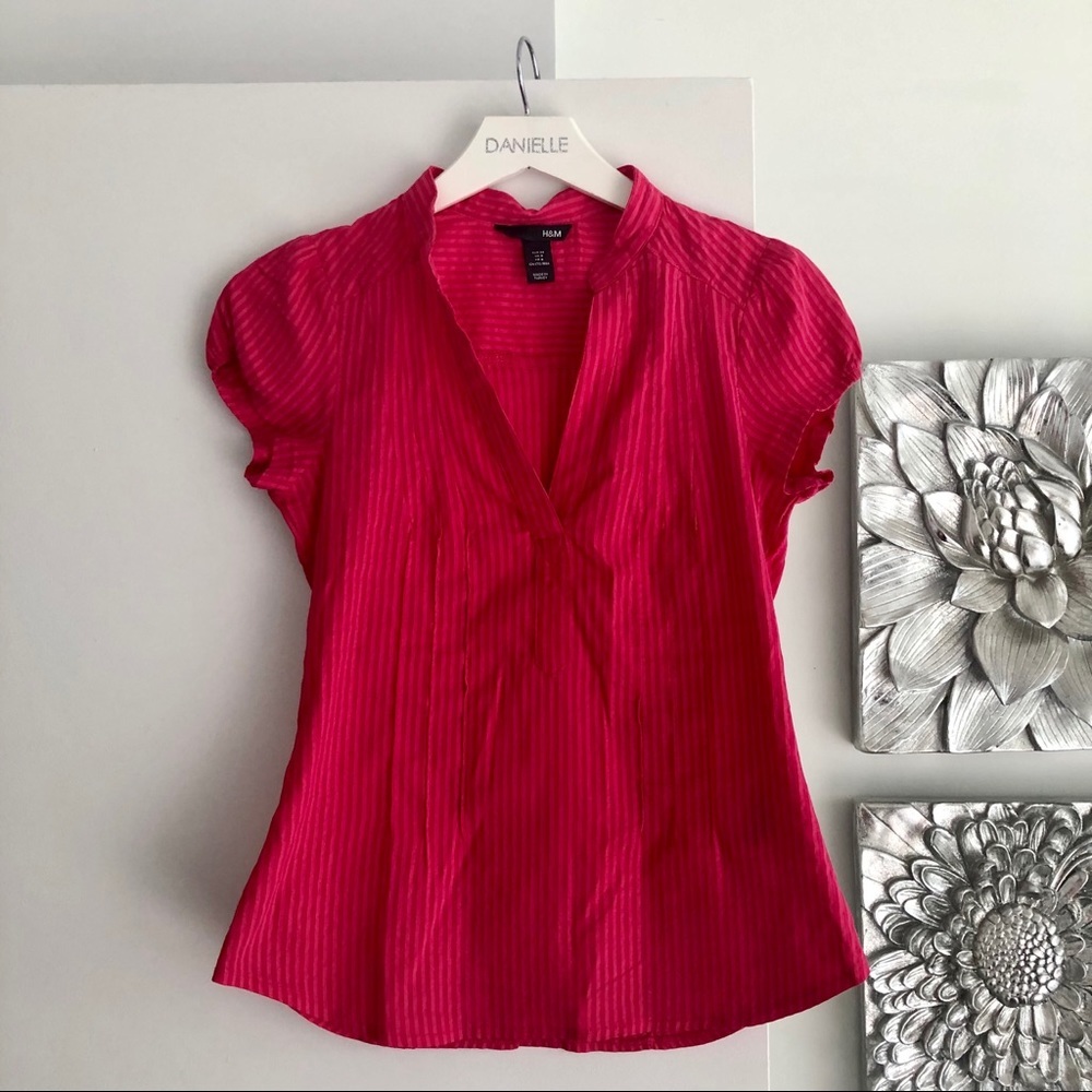 H&M Hot Pink V-Neck Blouse